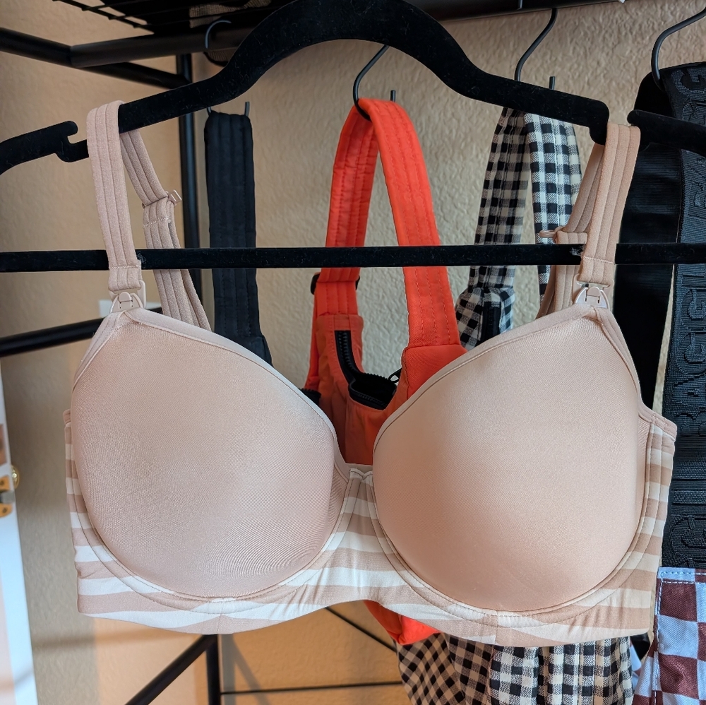 Cake Maternity Beige Striped Nursing Bra